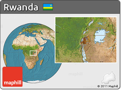 Physical Location Map of Rwanda, satellite outside