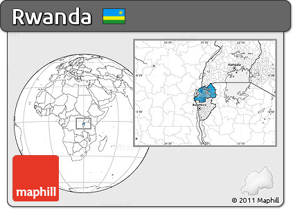 Political Location Map of Rwanda, blank outside