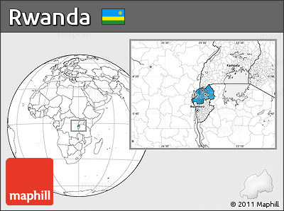 Political Location Map of Rwanda, blank outside