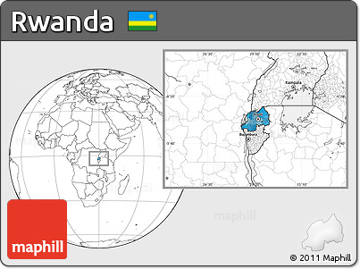 Political Location Map of Rwanda, blank outside