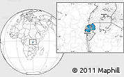 Political Location Map of Rwanda, blank outside