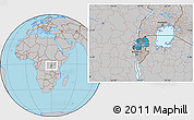 Political Location Map of Rwanda, gray outside