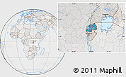 Political Location Map of Rwanda, lighten, desaturated