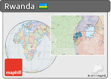 Political Location Map of Rwanda, lighten