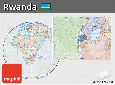 Political Location Map of Rwanda, lighten