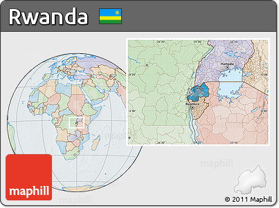 Political Location Map of Rwanda, lighten