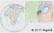 Political Location Map of Rwanda, lighten