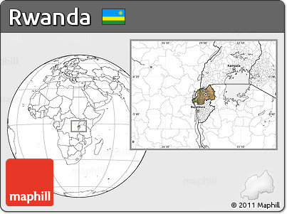 Satellite Location Map of Rwanda, blank outside
