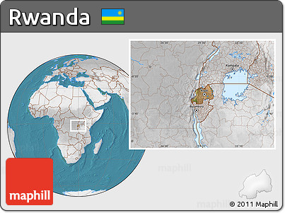 Satellite Location Map of Rwanda, lighten, desaturated, land only