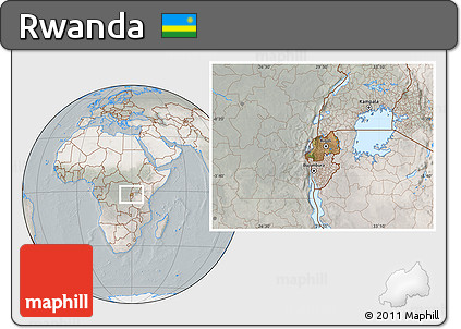 Satellite Location Map of Rwanda, lighten, semi-desaturated