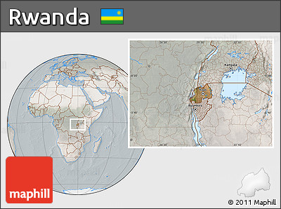 Satellite Location Map of Rwanda, lighten, semi-desaturated