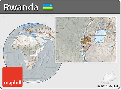 Satellite Location Map of Rwanda, lighten, semi-desaturated