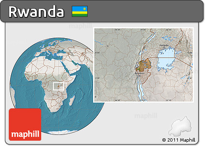 Satellite Location Map of Rwanda, lighten, semi-desaturated, land only