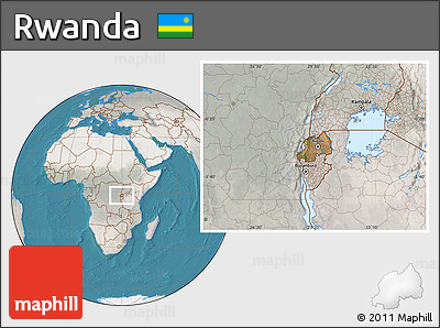 Satellite Location Map of Rwanda, lighten, semi-desaturated, land only