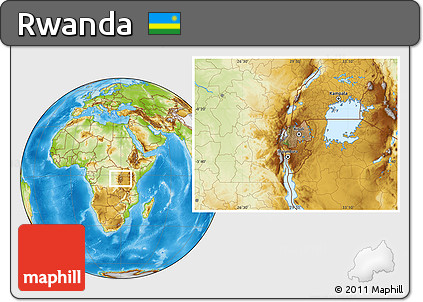 Satellite Location Map of Rwanda, physical outside