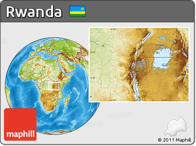 Satellite Location Map of Rwanda, physical outside