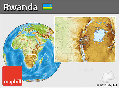 Satellite Location Map of Rwanda, physical outside