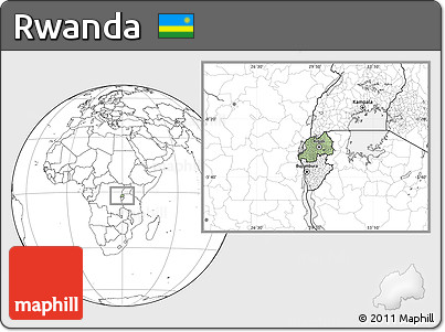 Savanna Style Location Map of Rwanda, blank outside