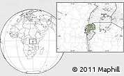 Savanna Style Location Map of Rwanda, blank outside, hill shading inside