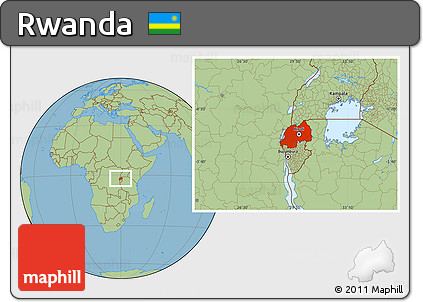 Savanna Style Location Map of Rwanda