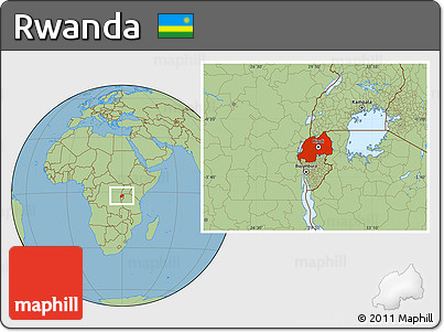 Savanna Style Location Map of Rwanda