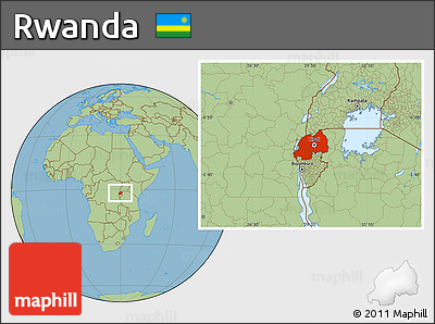 Savanna Style Location Map of Rwanda