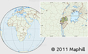 Savanna Style Location Map of Rwanda, lighten