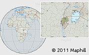 Savanna Style Location Map of Rwanda, lighten, semi-desaturated