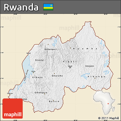Classic Style Map of Rwanda, single color outside