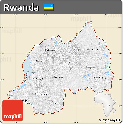 Classic Style Map of Rwanda, single color outside