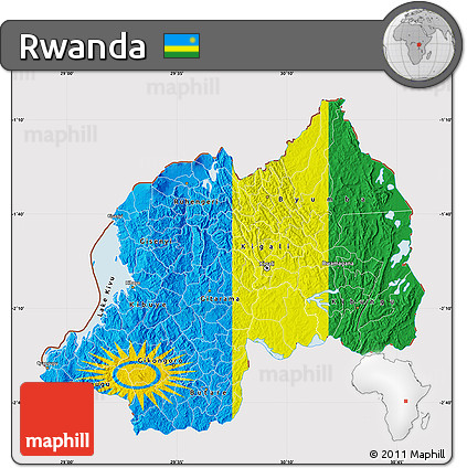 Flag Map of Rwanda, flag rotated