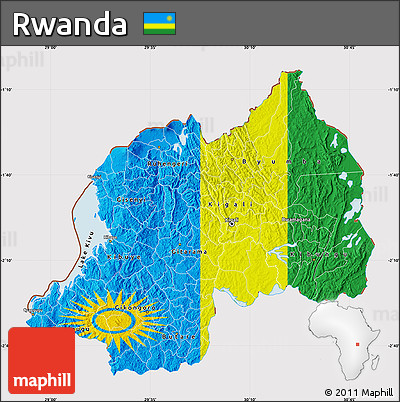 Flag Map of Rwanda, flag rotated