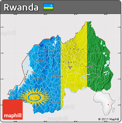 Flag Map of Rwanda, flag rotated