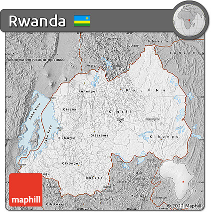 Gray Map of Rwanda