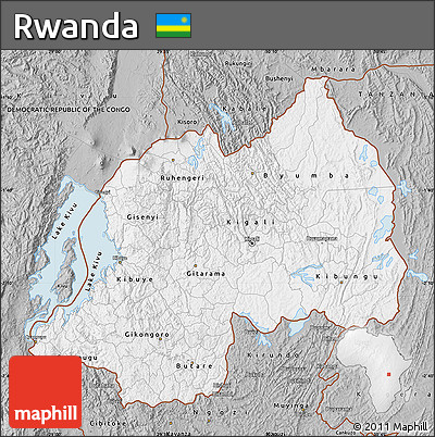 Gray Map of Rwanda