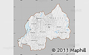 Gray Map of Rwanda, single color outside