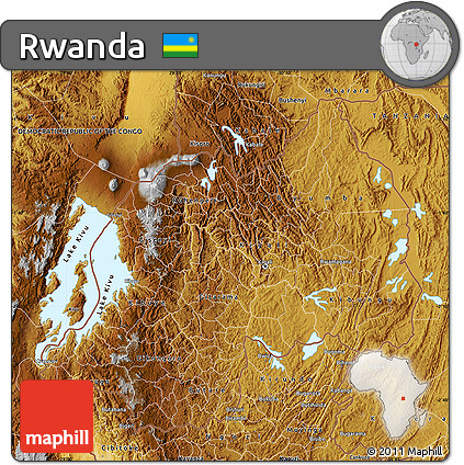 Physical Map of Rwanda