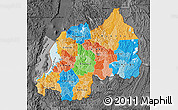Political Map of Rwanda, darken, desaturated
