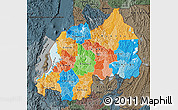 Political Map of Rwanda, darken, semi-desaturated