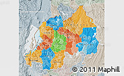 Political Map of Rwanda, lighten, semi-desaturated, land only