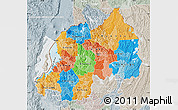 Political Map of Rwanda, lighten, semi-desaturated