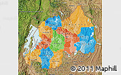 Political Map of Rwanda, satellite outside, bathymetry sea