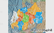 Political Map of Rwanda, semi-desaturated, land only