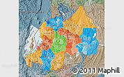 Political Map of Rwanda, semi-desaturated