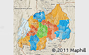 Political Map of Rwanda, shaded relief outside, bathymetry sea