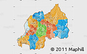 Political Map of Rwanda, single color outside, shaded relief sea