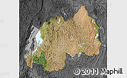 Satellite Map of Rwanda, darken, desaturated, land only