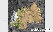 Satellite Map of Rwanda, darken, desaturated