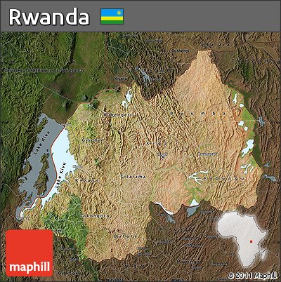 Satellite Map of Rwanda, darken