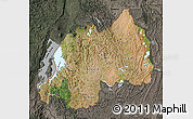 Satellite Map of Rwanda, darken, semi-desaturated